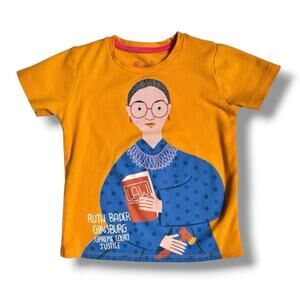 Piccolina RBG Graphic T-Shirt Girls 3T Mustard Yellow Ruth Bader Ginsburg Tee